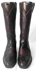 J. Chrisholm Black Cherry Red Leather Cowboy Boots, Men’s Sz. 8.5D