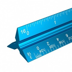 Architectural Scale Ruler: 12″ Imperial Aluminum Alloy Metal Architecture Blue