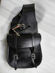 Black Genuine Leather Western Horse Saddle Bag.