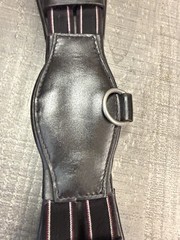 Dressage Girth Black Leather Elastic Double End Stainless Steel Roller Buckles