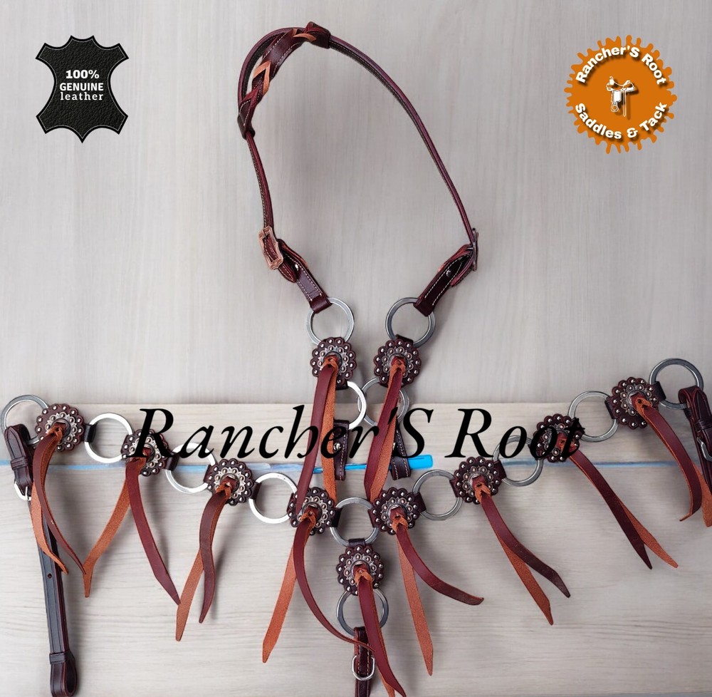 Western Leather Tack Set For Horse | Ring Tack Set With Fringe