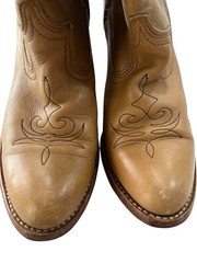 Vintage 70s Dingo Leather Eagle Cowboy Boots Western Cowgirl Boho Tan Size 8