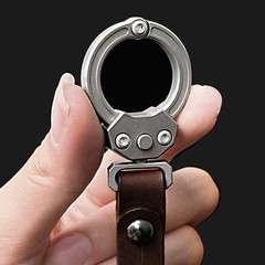 Titanium Alloy Removable Car Key Ring Pendant with Leather Strap EDC Portable