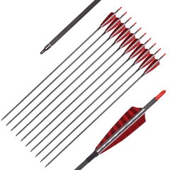 Elong 12PCS 30″ Arrows for Compound Bows,Pure Carbon Hunting Arrows for Arche…