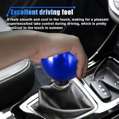 Car Round Ball Gear Shift Knob, Aluminum Alloy Gear Shift Stick Head for Blue