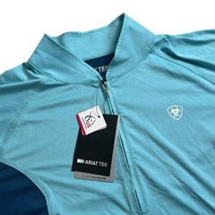 NWT Ariat Tek Womens XL Blue Cambria Jersey 1/4 Zip Baselayer Shirt