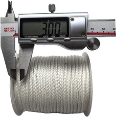 12 Strand Braided Dyneema Rope -3mm 700kg Fracture 65 feet, 3mmwhite65ft