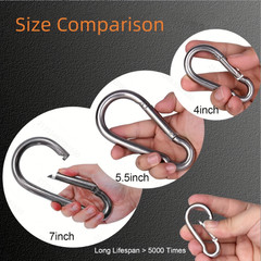2PCS M12 316 SS Heavy Duty Marine Grade Snap Hooks Carabiner Clip Spring