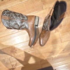 Dingo Brown Western Cowboy Boots Embroidered Shaft Pull Straps US 9