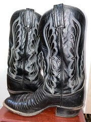 TONY LAMA COWBOY WESTERN BOOT LIZARD LOWER BLACK Sz. 8.5D Men Style 8539