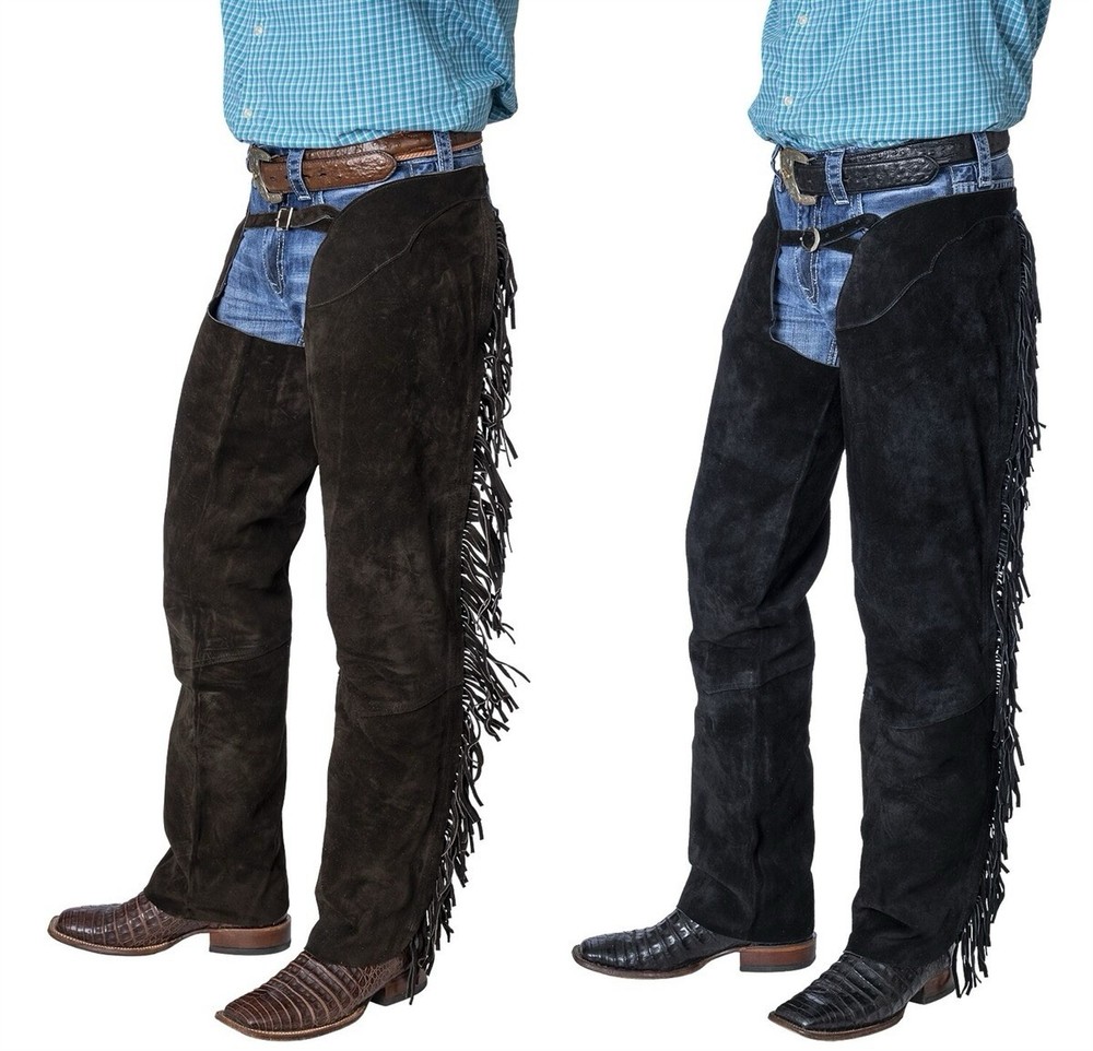 Western Cowboy Chap Fringes Suede Leather Pant Riding Chaps