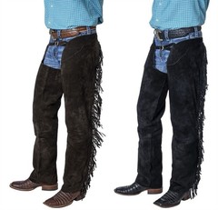 Western Cowboy Chap Fringes Suede Leather Pant Riding Chaps
