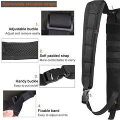 Archery Back Arrow Quiver, Dual Use Foldable Hip Bag, Molle System, Black 3.5in