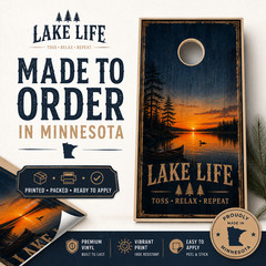 Lake Life Cornhole Board Wraps Set of 2 Cabin Sunset Vinyl Decals 24×48
