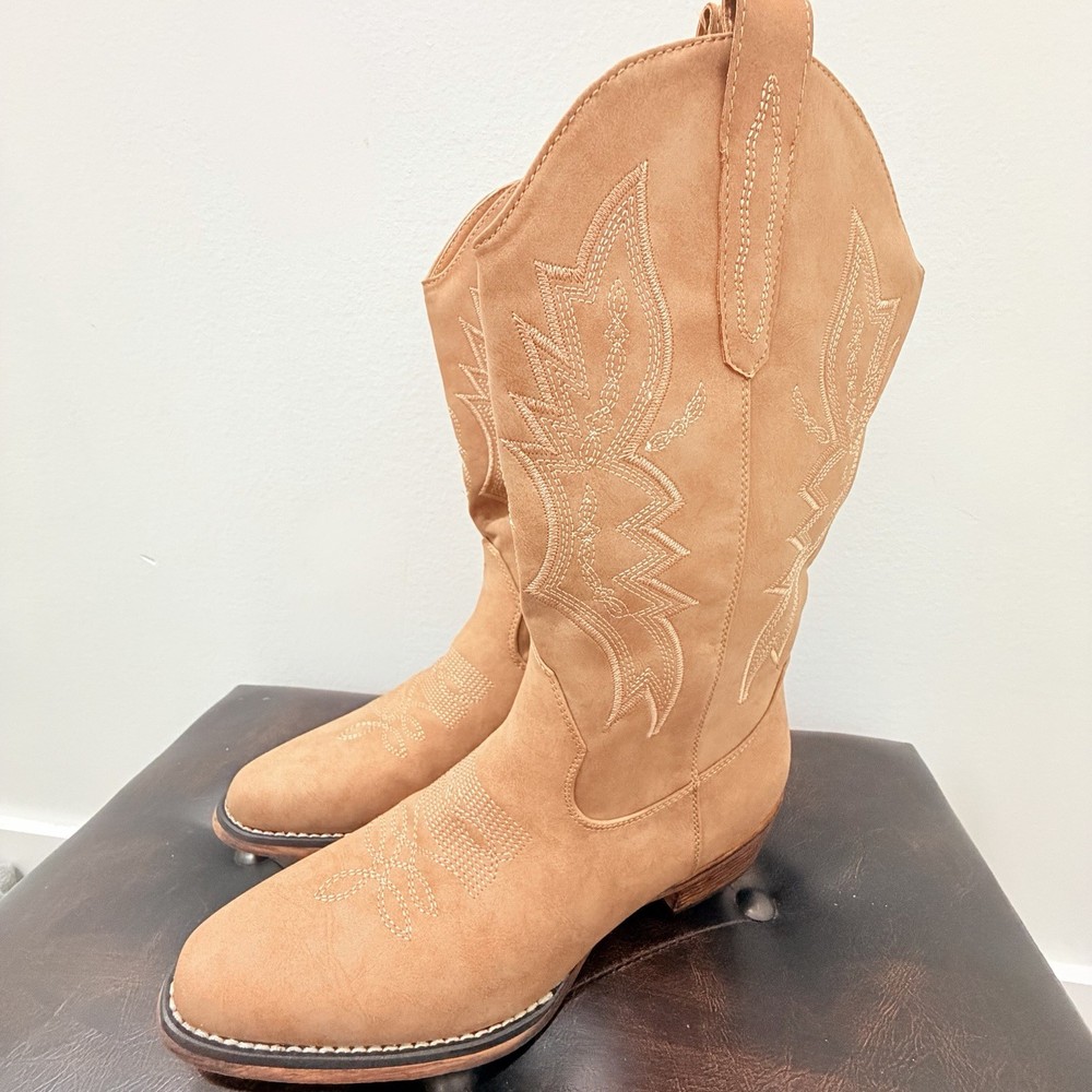 IUV Western Equestrian Riding Boots Tan CB018-AP Men’s Size 8 USA