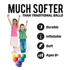 GoSports 5” Inflatable Dodgeball 6 Pack No Sting Balls Includes Ball Pump & Bag