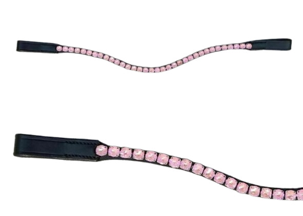Wonderful Pink Stone Crystal Leather Browband For Horse.