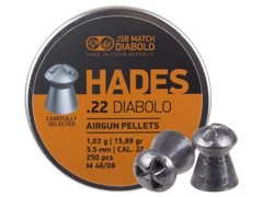JSB Match 250 Count HADES Hollow Point 5.5mm .22 Caliber Premium Air Pellets