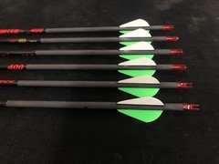 Gold Tip Hunter 400 Carbon Arrows w/ 2″ Raptor-X Vanes 6pk BRAND NEW