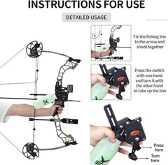 Bowfishing Reel Archery Bottle Bow Fishing Reels Kits W/ 40M Fishing Rope Bow