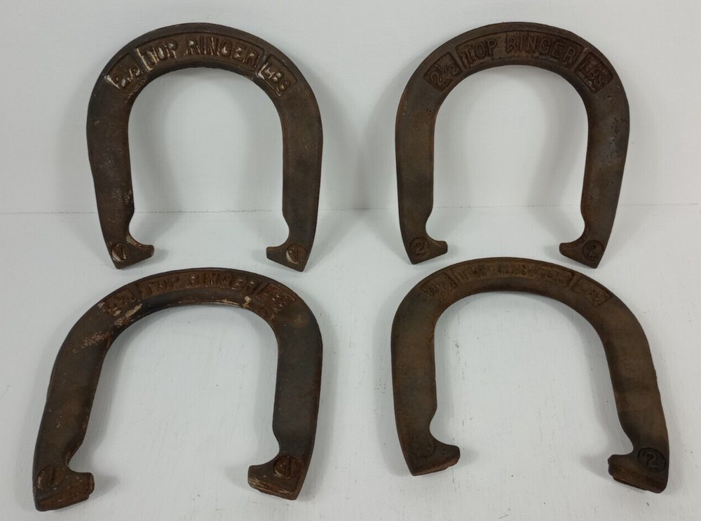 Vintage Iron Top Ringer Horse Shoes 2.5 Pounds (2 sets) Pitching Game
