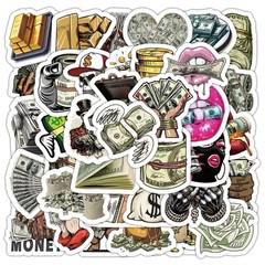 25Pcs Random Funny Money Dollar Pattern a Cartoon Graffiti Waterproof Stickers