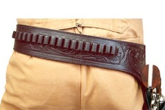 C-2-50 50 In Leather Gun Holster Hilason Western Right Hand Rig 22 Cal Cowboy