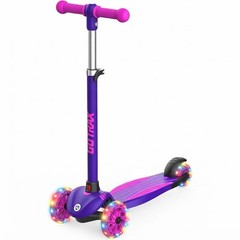 Kids Kick Scooter with LED Lighted Wheels Adjustable Height Handlebar & Widen…