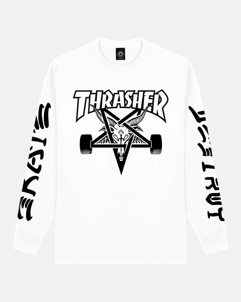 Thrasher Magazine Skategoat Destroy White Longsleeve T-Shirt