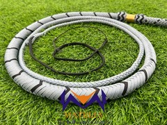 Nylon Bullwhip, Light Grey and Black: Australian Style, Size 4ft-12ft