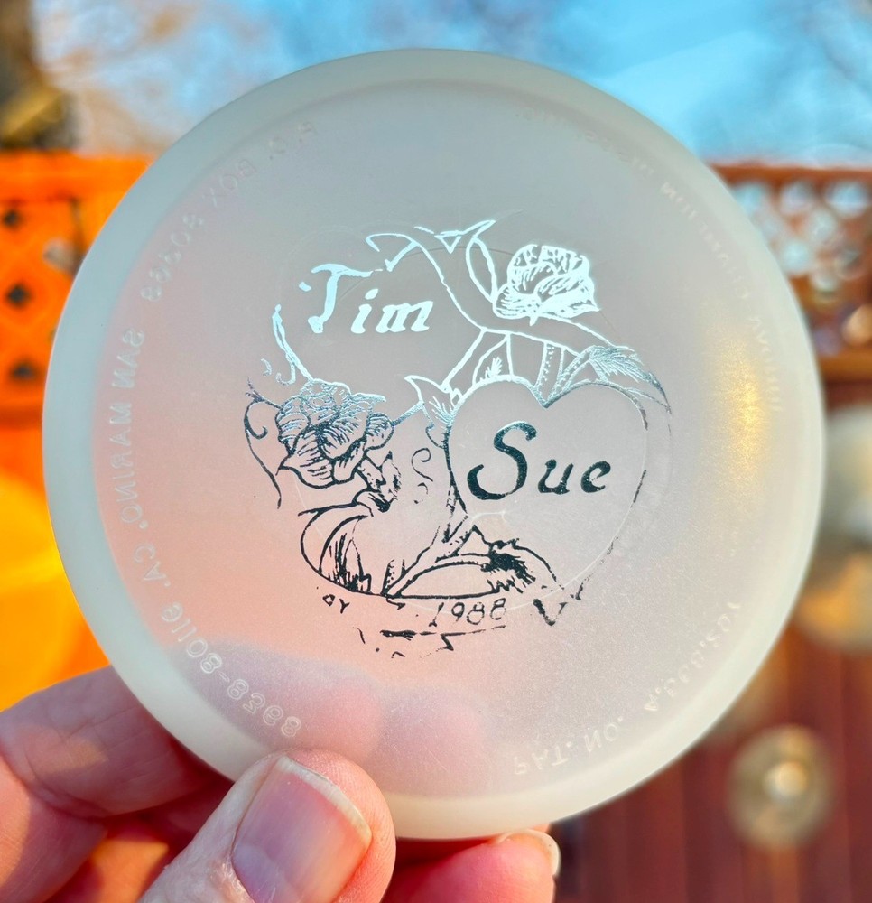 (1988) GLOW Wedding Tim & Sue Mini Disc Golf Innova San Marino Glo Silver #1040