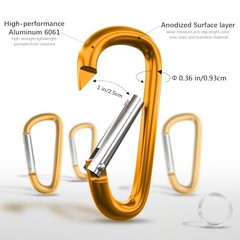 4″ & 5″ Extra Large Aluminum Carabiner D Ring, Caribeener 4 inch yellow-4″