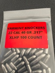22 CAL 40 GRAIN XLHP .217″ SLUG / PELLETS FROM VARMINT KNOCKERS