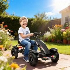 Kids Pedal Go Kart Ride On Car Adjustable Seat Hand Brake Rubber Tires 5-12