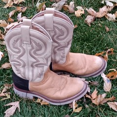 ROPER Western Boots 7 JK Brown Leather Two Tone Embroidered Made in Spain