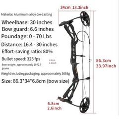 0-70lbs Compound Bow Set 320FPS Sight Carbon Arrows Feathers Shoting Archery