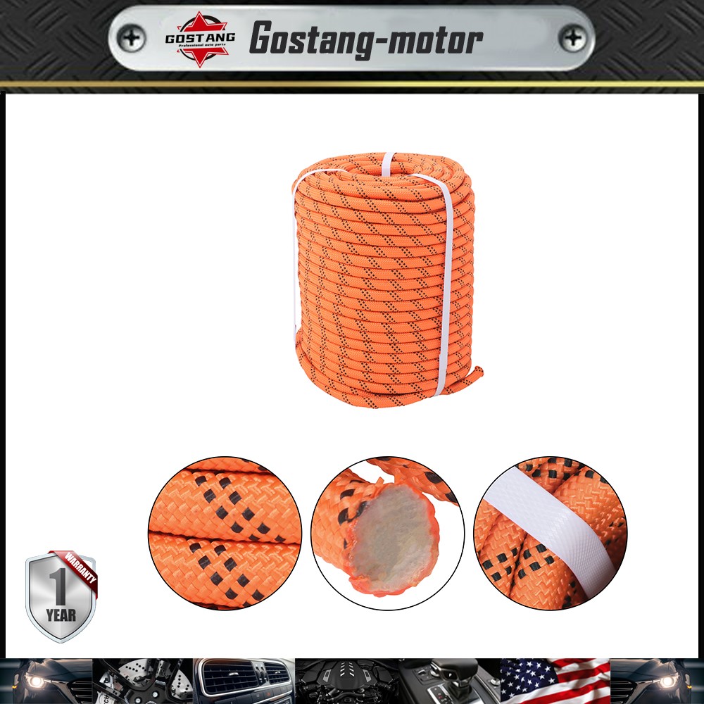 Orange Black 1/2 in ×220′ 48 Stranded Braided Rope Breaking Strength 5174 Pounds
