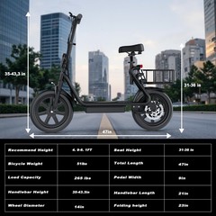 Electric Scooter with Seat for Adults 500W Motor E Scooter W/ Rear Box 14″ Tire