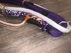 Purple & White Pro 9/7 RH – 3/4 x 3/4′ EPT Bull Ropes Rodeo Rider 16′