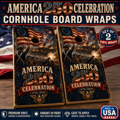 America 250 Cornhole Board Wraps 1776 2026 Patriotic Flag Decal Set