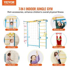 Indoor Jungle Gym for Toddlers, 7-in-1 Climbing Playset with Carbon Steel Swedis