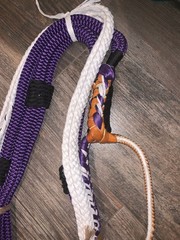 Purple & White Pro 9/7 RH – 3/4 x 3/4′ EPT Bull Ropes Rodeo Rider 16′