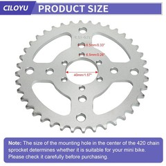 40 Tooth Sprocket 420 Chain 40mm Bore Replacement for Coleman BT200X CT200U-EX C