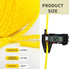 1/4» 100′ Yellow Poly Twisted Rope