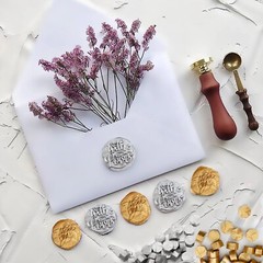 Set of GOLD SILVER Wedding Invitation Envelope Wax SEAL STAMP Kit Party Events