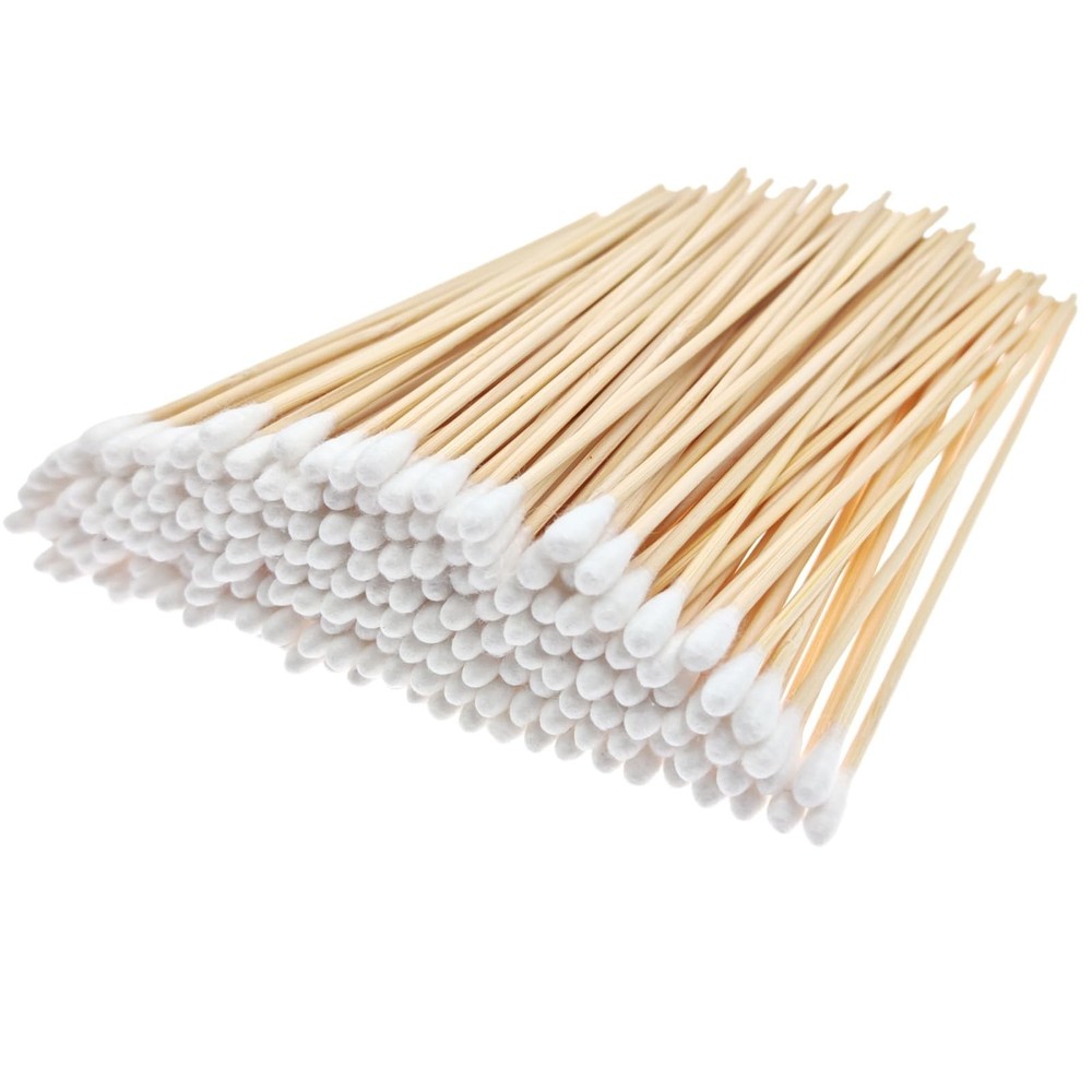 RIKWOG 200 Pcs Cotton Swabs, 6 Inch Long Ear Buds with Extra Long Wooden Handle