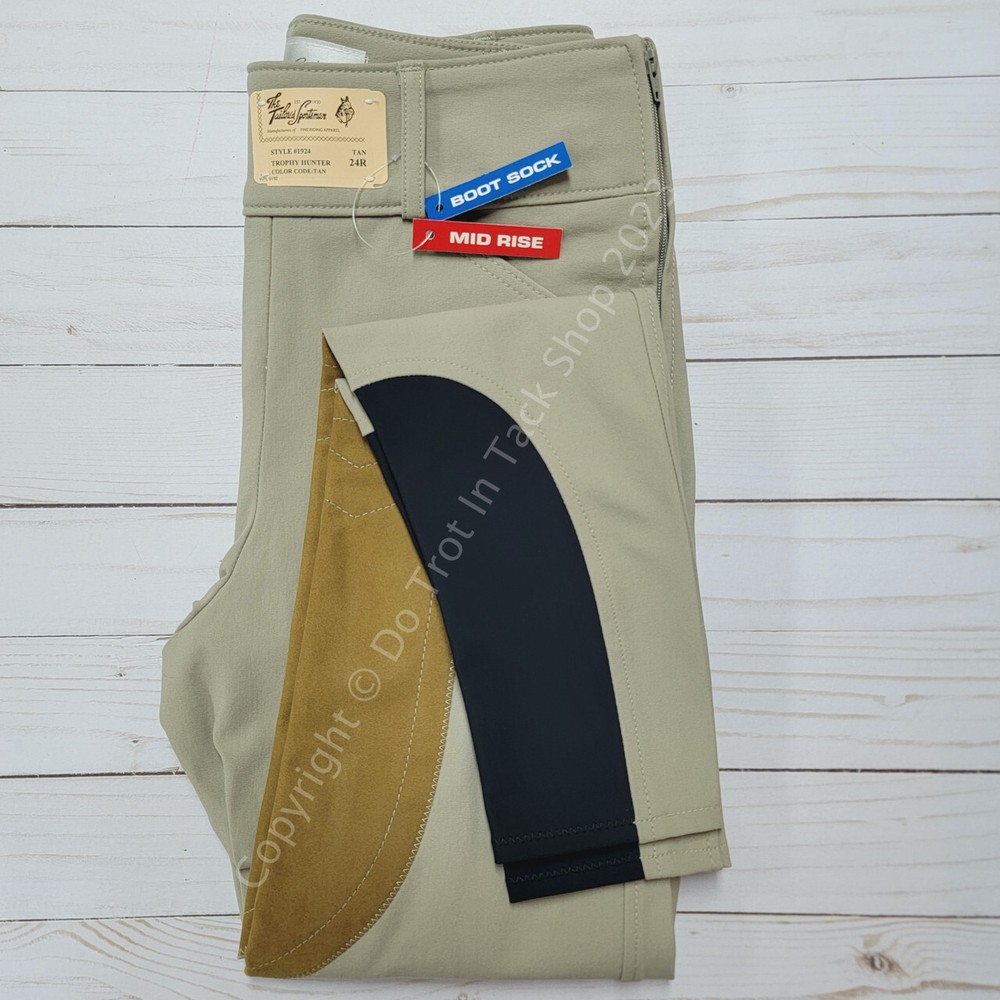 Tailored Sportsman Ladies Trophy Hunter Sock Bottom Breech Side Zip Mid-Rise TAN