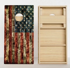 Premium Poplar USA Flag Cornhole Boards w Cupholders & Handles Reg 2 x 4 w Bags