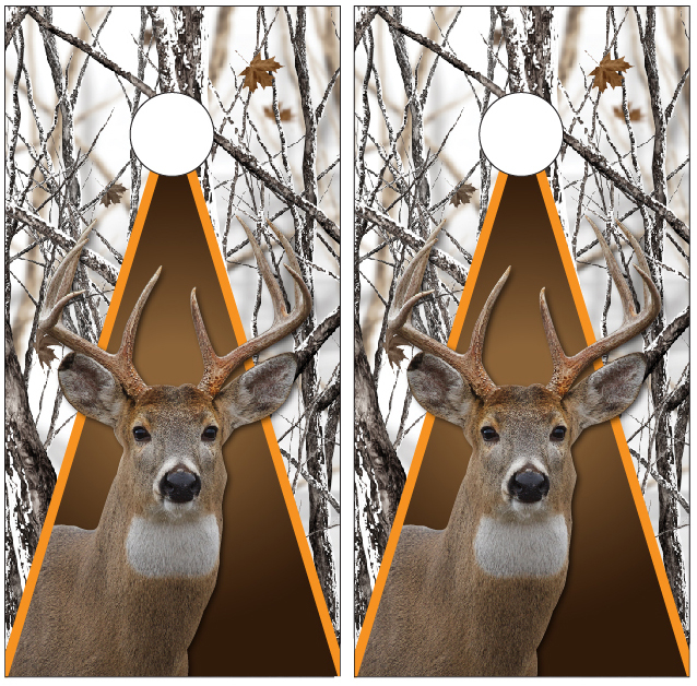 Whitetail Buck Deer Snowstorm Winter Camo Cornhole Board Wraps Decals Skins