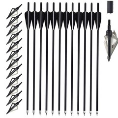 12Pcs 20″ Archery Carbon Crossbow Bolts arrows With 12Pcs 100 grain Broadheads